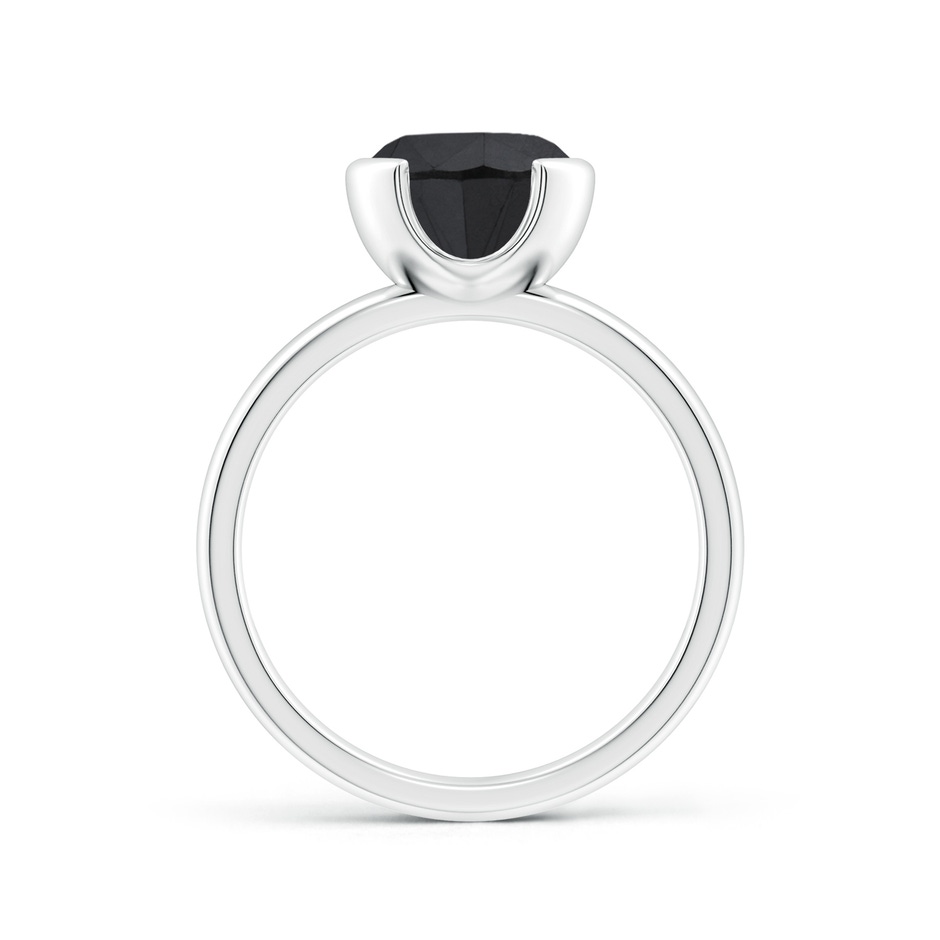 8mm AA Semi Bezel-Set Black Diamond Engagement Ring in White Gold side-1