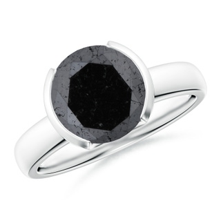 9.2mm A Semi Bezel-Set Black Diamond Engagement Ring in P950 Platinum