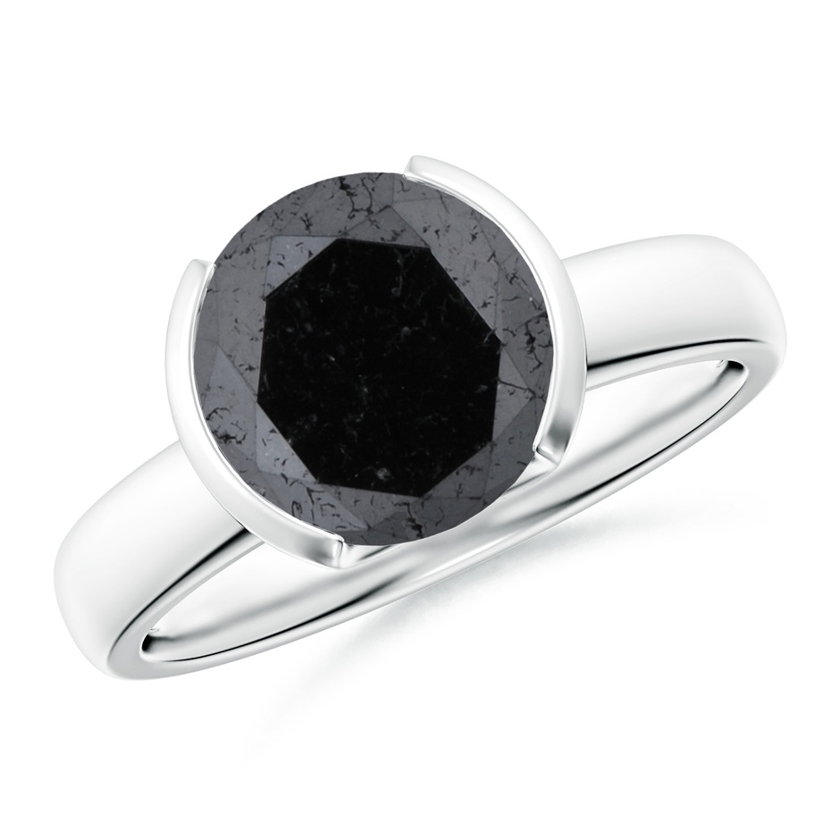 9.2mm A Semi Bezel-Set Black Diamond Engagement Ring in White Gold 