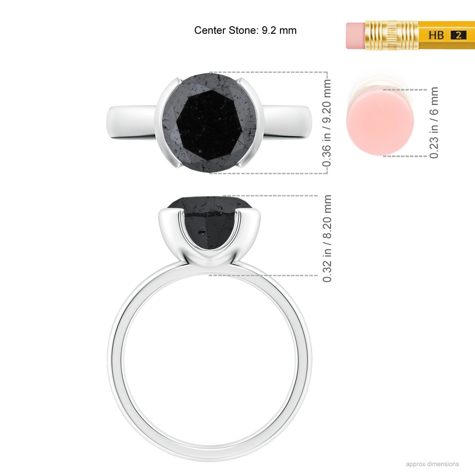9.2mm A Semi Bezel-Set Black Diamond Engagement Ring in White Gold ruler