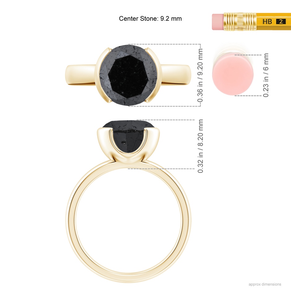 9.2mm A Semi Bezel-Set Black Diamond Engagement Ring in Yellow Gold ruler