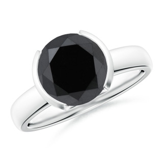 9.2mm AA Semi Bezel-Set Black Diamond Engagement Ring in P950 Platinum