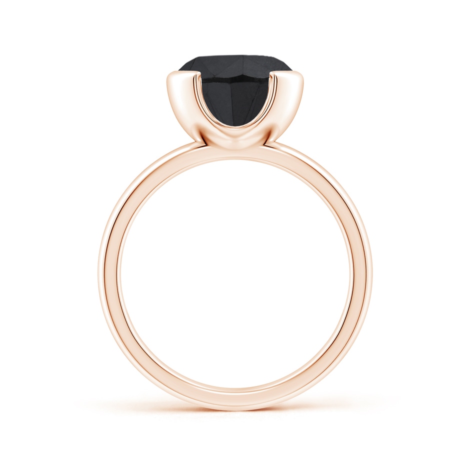 9.2mm AA Semi Bezel-Set Black Diamond Engagement Ring in Rose Gold side-1