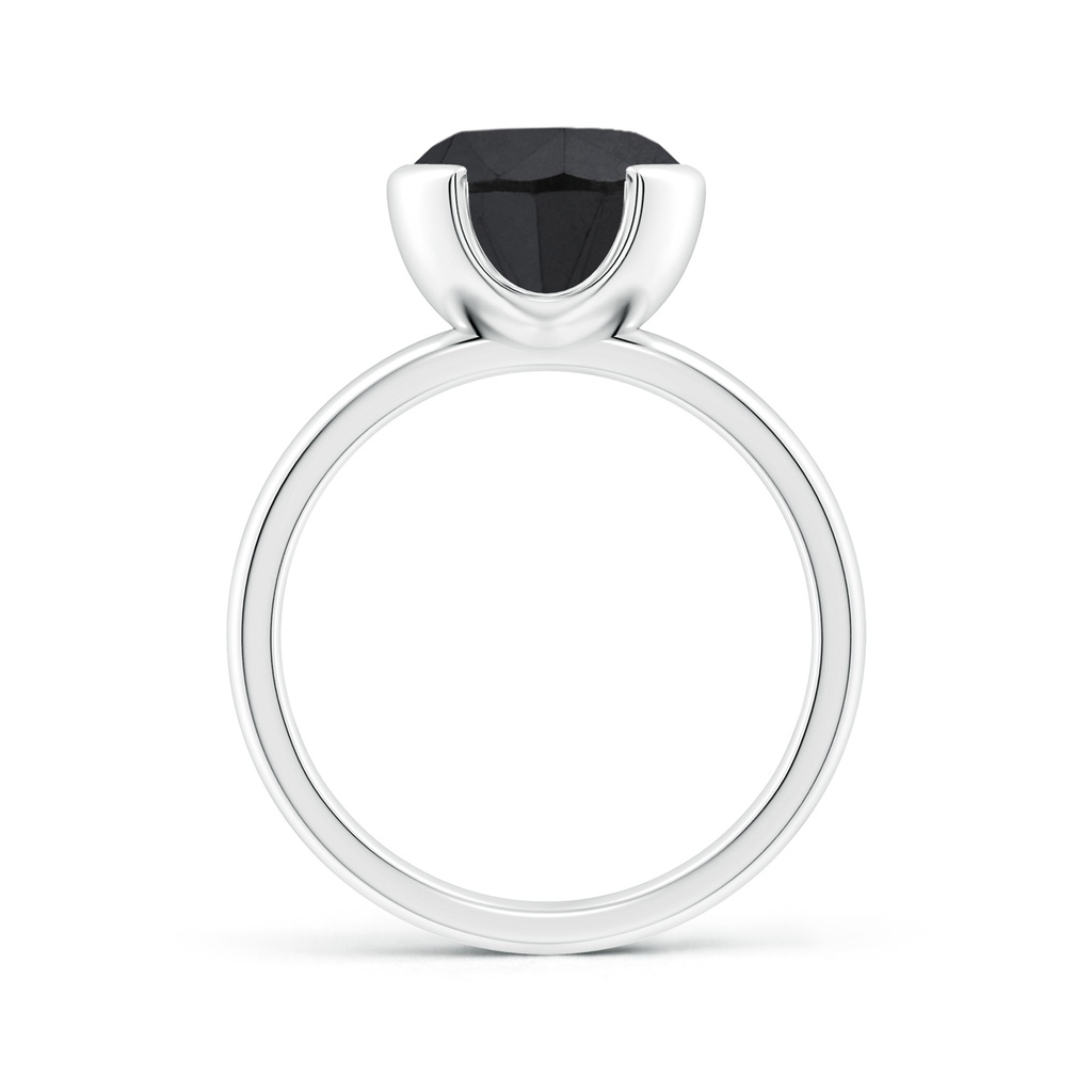 9.2mm AA Semi Bezel-Set Black Diamond Engagement Ring in White Gold Side-1