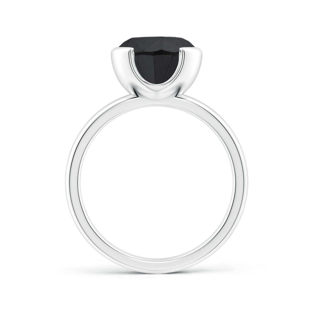 9.2mm AA Semi Bezel-Set Black Diamond Engagement Ring in White Gold - side_1