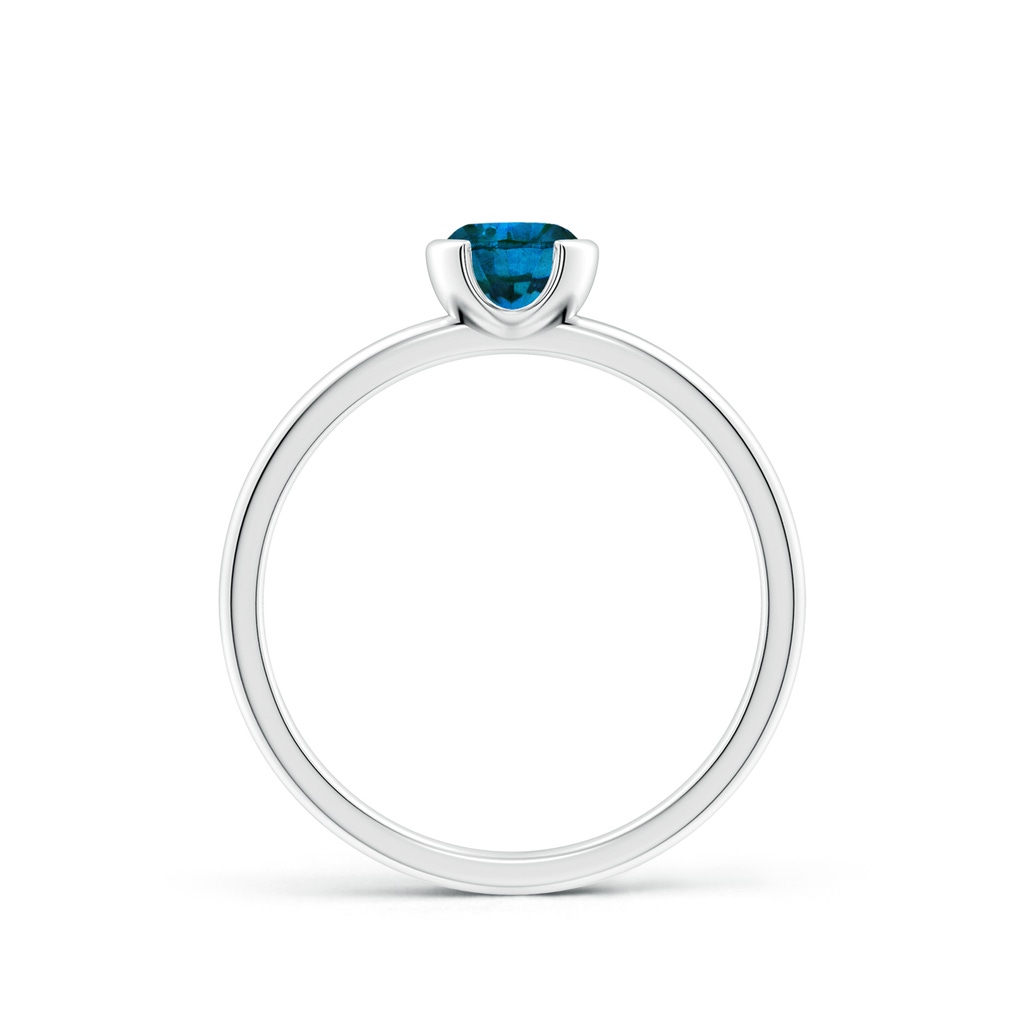 5mm AAA Semi Bezel-Set Blue Diamond Engagement Ring in P950 Platinum Side-1