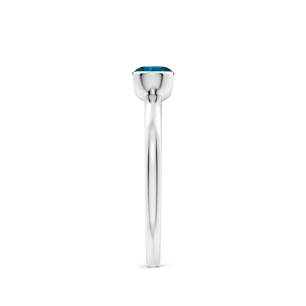 5mm AAA Semi Bezel-Set Blue Diamond Engagement Ring in P950 Platinum Side-2
