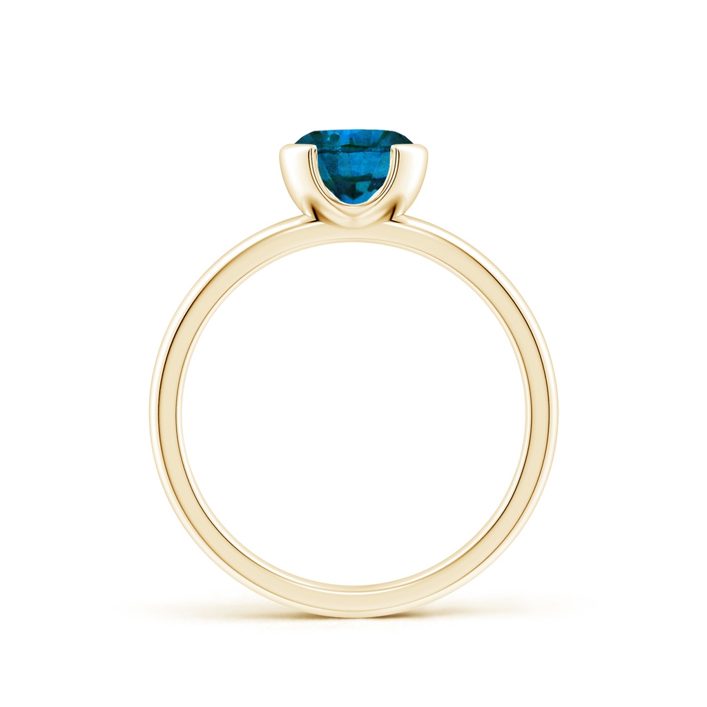 6.4mm AAA Semi Bezel-Set Blue Diamond Engagement Ring in Yellow Gold Side-1
