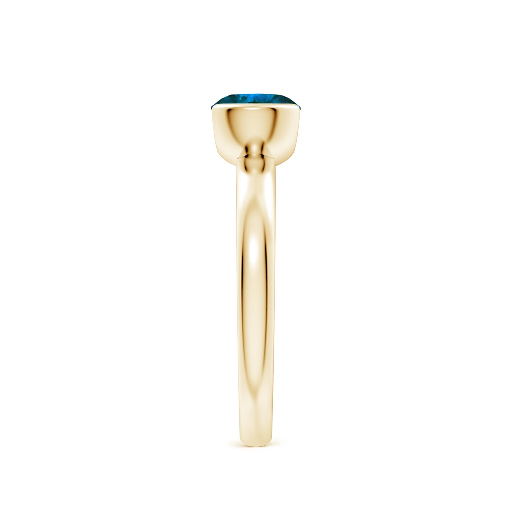 6.4mm AAA Semi Bezel-Set Blue Diamond Engagement Ring in Yellow Gold Side-2
