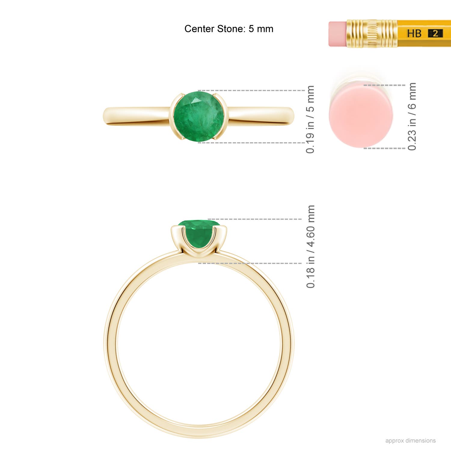 A - Emerald / 0.45 CT / 14 KT Yellow Gold