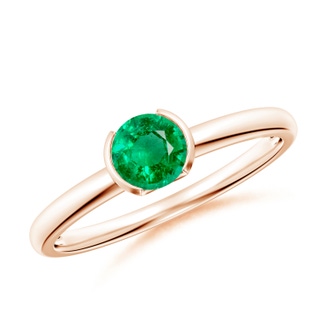 5mm AAA Semi Bezel-Set Emerald Solitaire Engagement Ring in Rose Gold