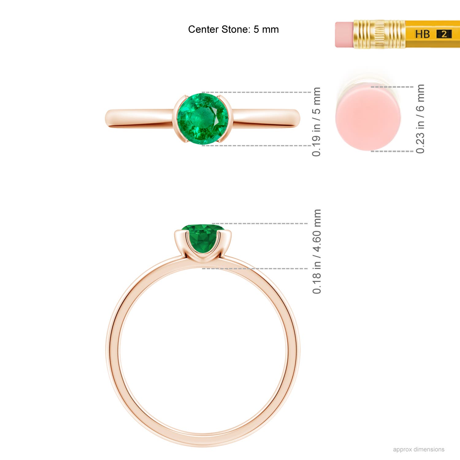 AAA - Emerald / 0.45 CT / 14 KT Rose Gold