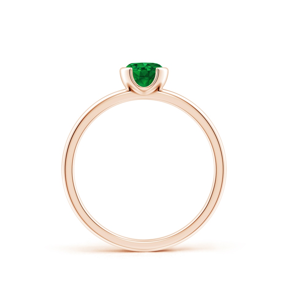 5mm Lab-Grown Semi Bezel-Set Emerald Solitaire Engagement Ring in Rose Gold side-1