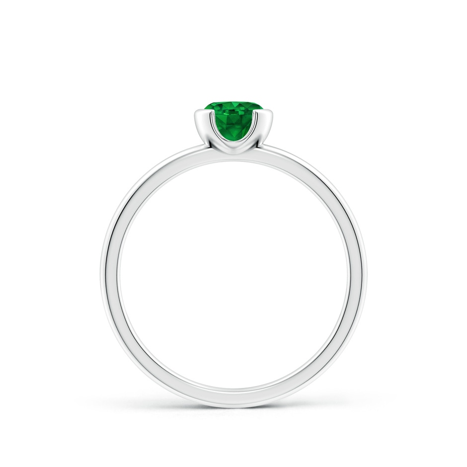 5mm Lab-Grown Semi Bezel-Set Emerald Solitaire Engagement Ring in White Gold side-1