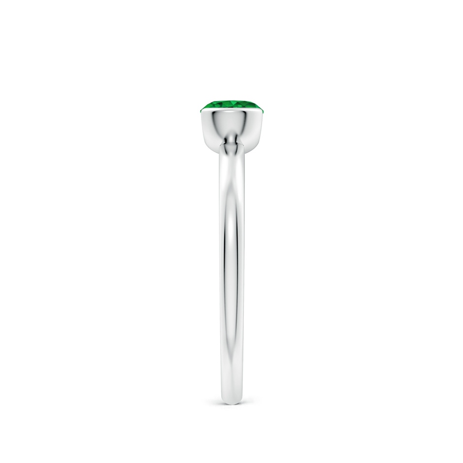 5mm Lab-Grown Semi Bezel-Set Emerald Solitaire Engagement Ring in White Gold side-2