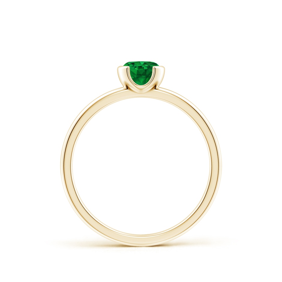 5mm Lab-Grown Semi Bezel-Set Emerald Solitaire Engagement Ring in Yellow Gold side-1
