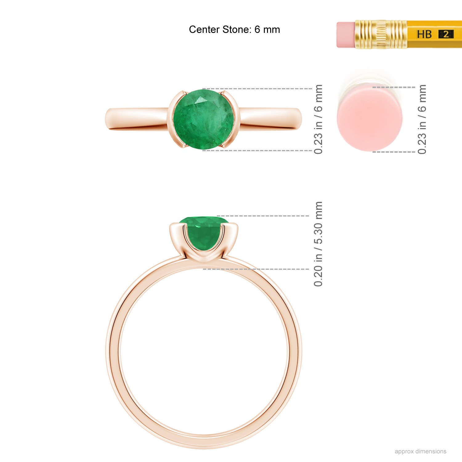 A - Emerald / 0.75 CT / 14 KT Rose Gold