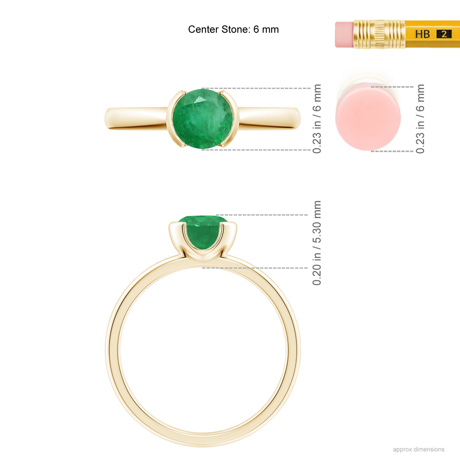 A - Emerald / 0.75 CT / 14 KT Yellow Gold