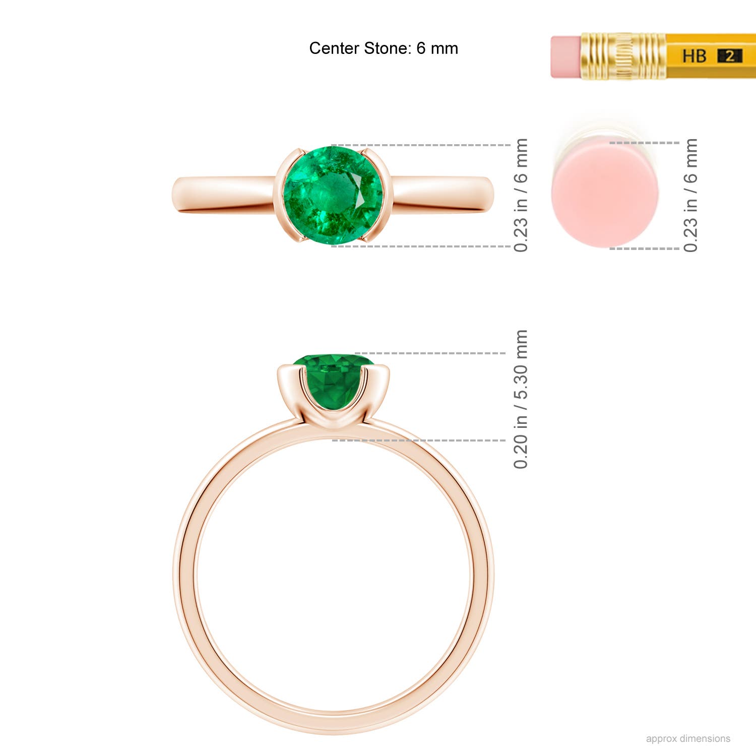 AAA - Emerald / 0.75 CT / 14 KT Rose Gold