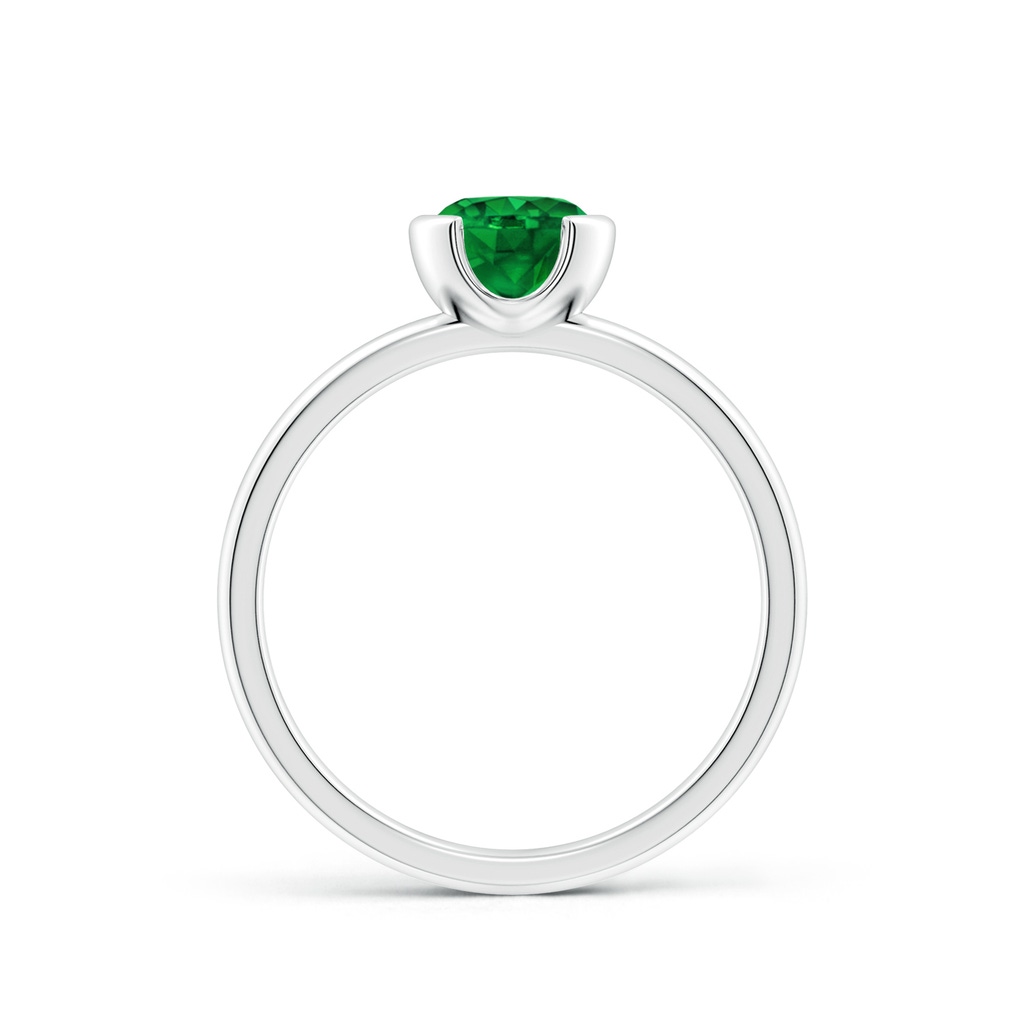 6mm Lab-Grown Semi Bezel-Set Emerald Solitaire Engagement Ring in P950 Platinum - side_1