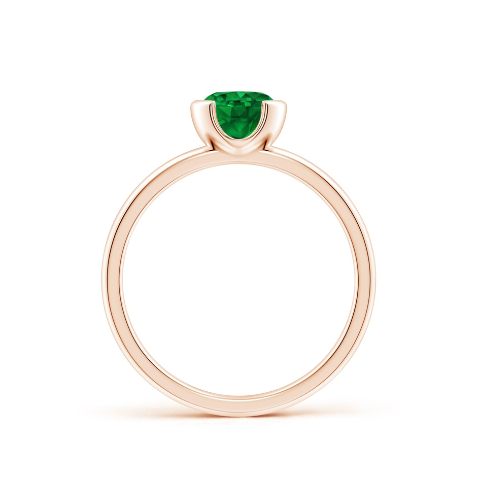 6mm Lab-Grown Semi Bezel-Set Emerald Solitaire Engagement Ring in Rose Gold side-1