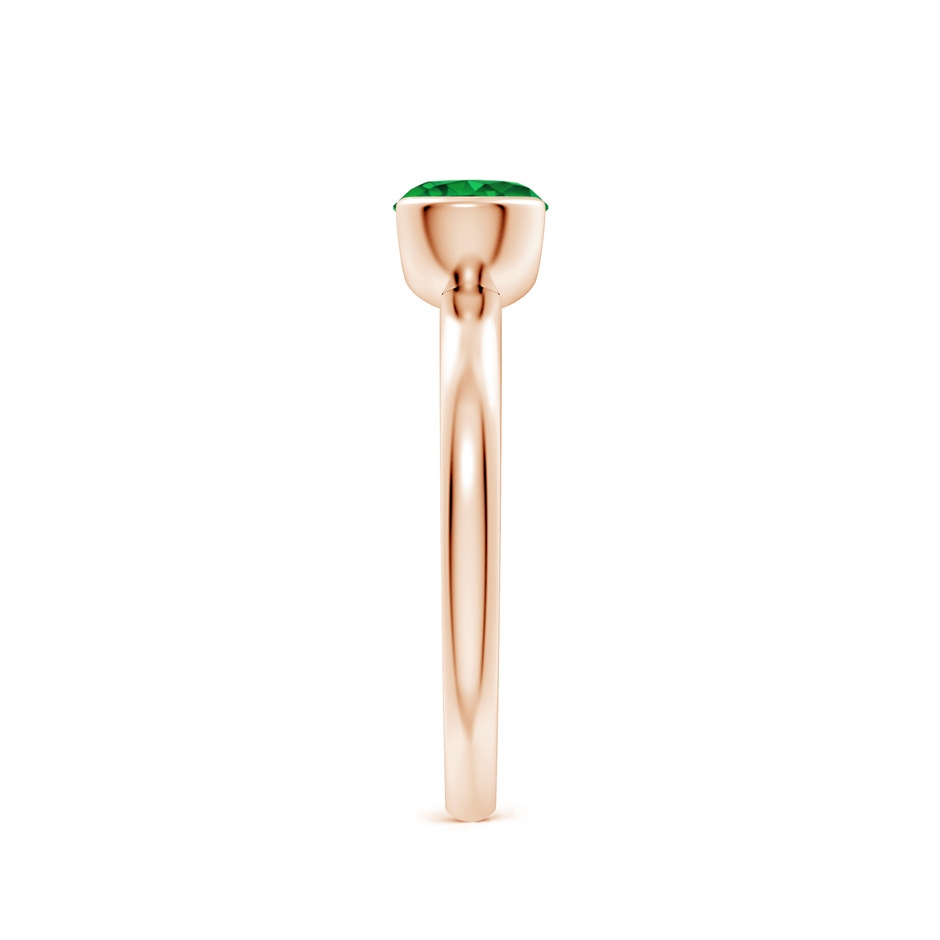 6mm Lab-Grown Semi Bezel-Set Emerald Solitaire Engagement Ring in Rose Gold side-2