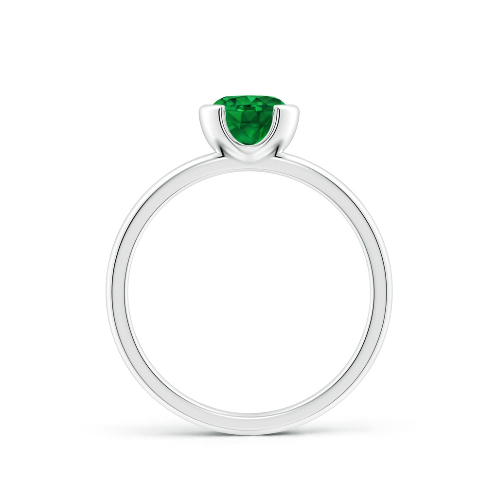 6mm AAAA Semi Bezel-Set Emerald Solitaire Engagement Ring in White Gold Side-1