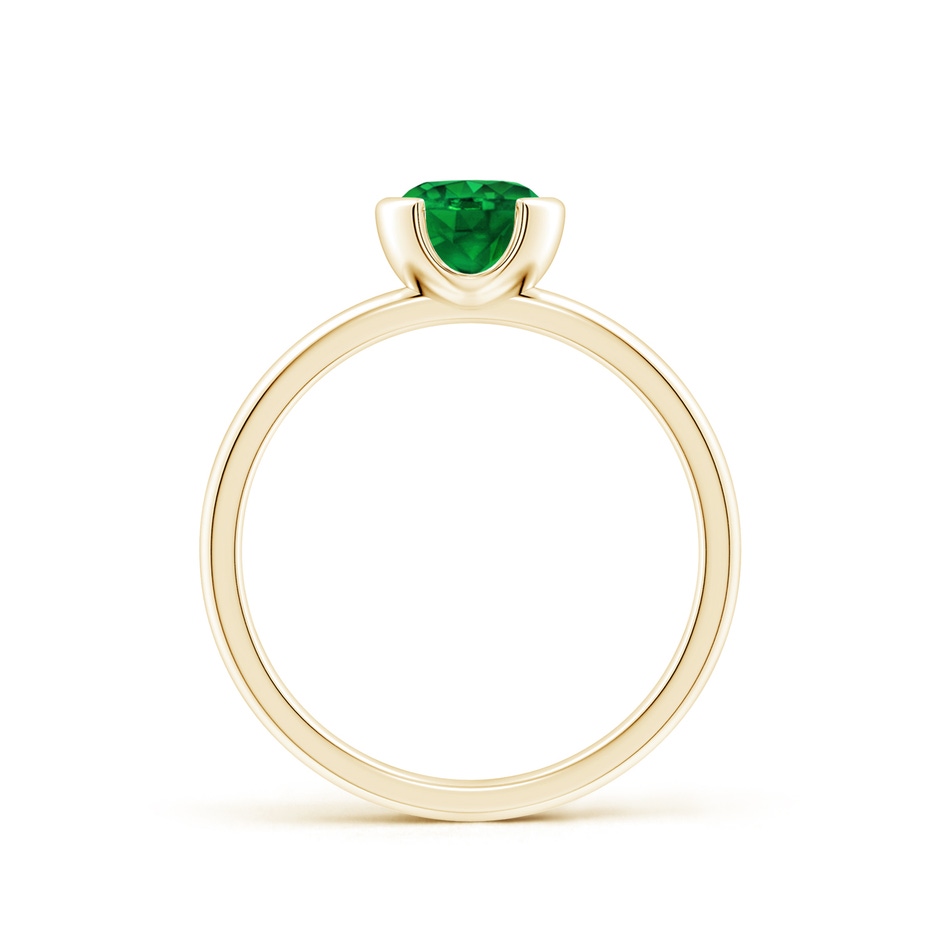 6mm Lab-Grown Semi Bezel-Set Emerald Solitaire Engagement Ring in Yellow Gold side-1