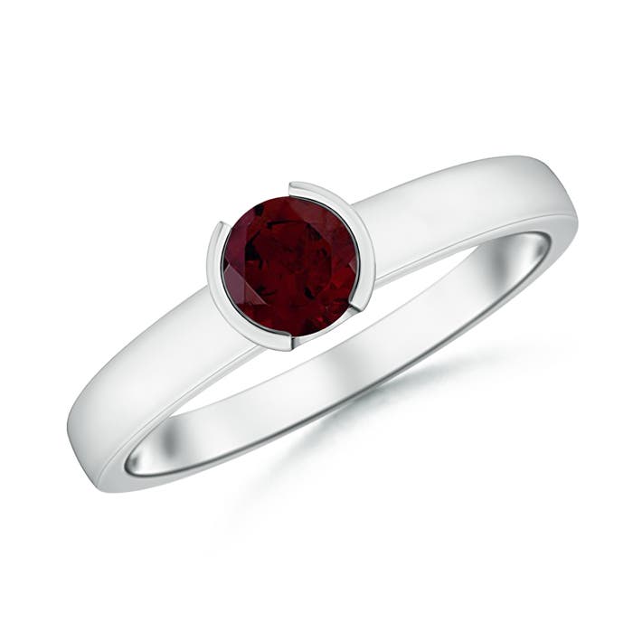 A - Garnet / 0.6 CT / 14 KT White Gold