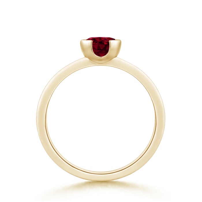 6mm AAA Semi Bezel-Set Garnet Solitaire Engagement Ring in Yellow Gold product image