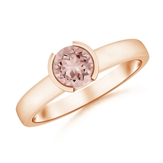 6mm AAAA Semi Bezel-Set Morganite Solitaire Engagement Ring in Rose Gold