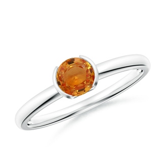 5mm AAA Semi Bezel-Set Orange Sapphire Solitaire Engagement Ring in P950 Platinum