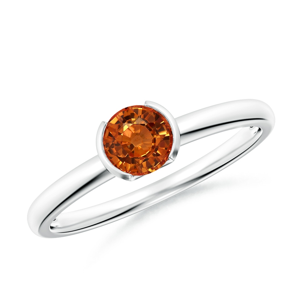 5mm AAAA Semi Bezel-Set Orange Sapphire Solitaire Engagement Ring in P950 Platinum