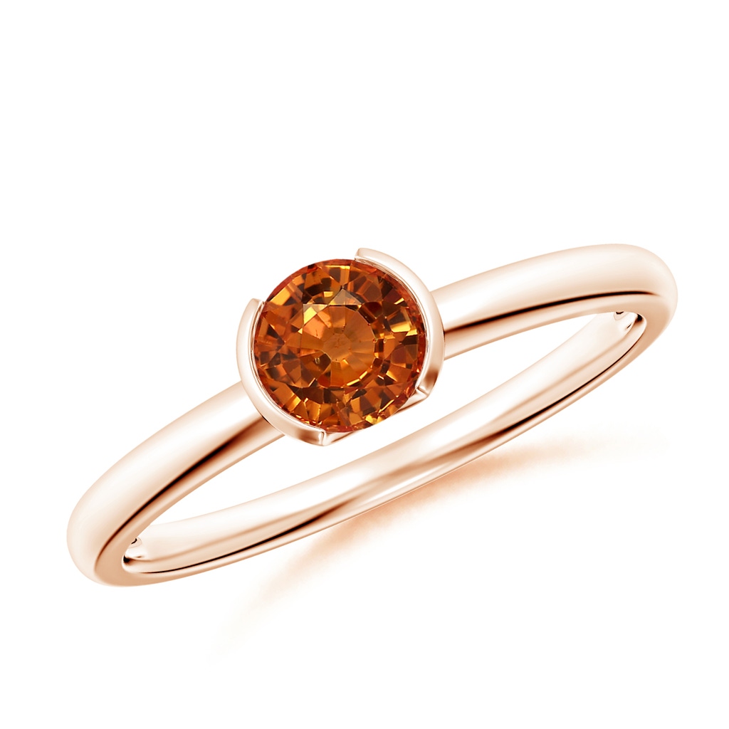 5mm AAAA Semi Bezel-Set Orange Sapphire Solitaire Engagement Ring in Rose Gold