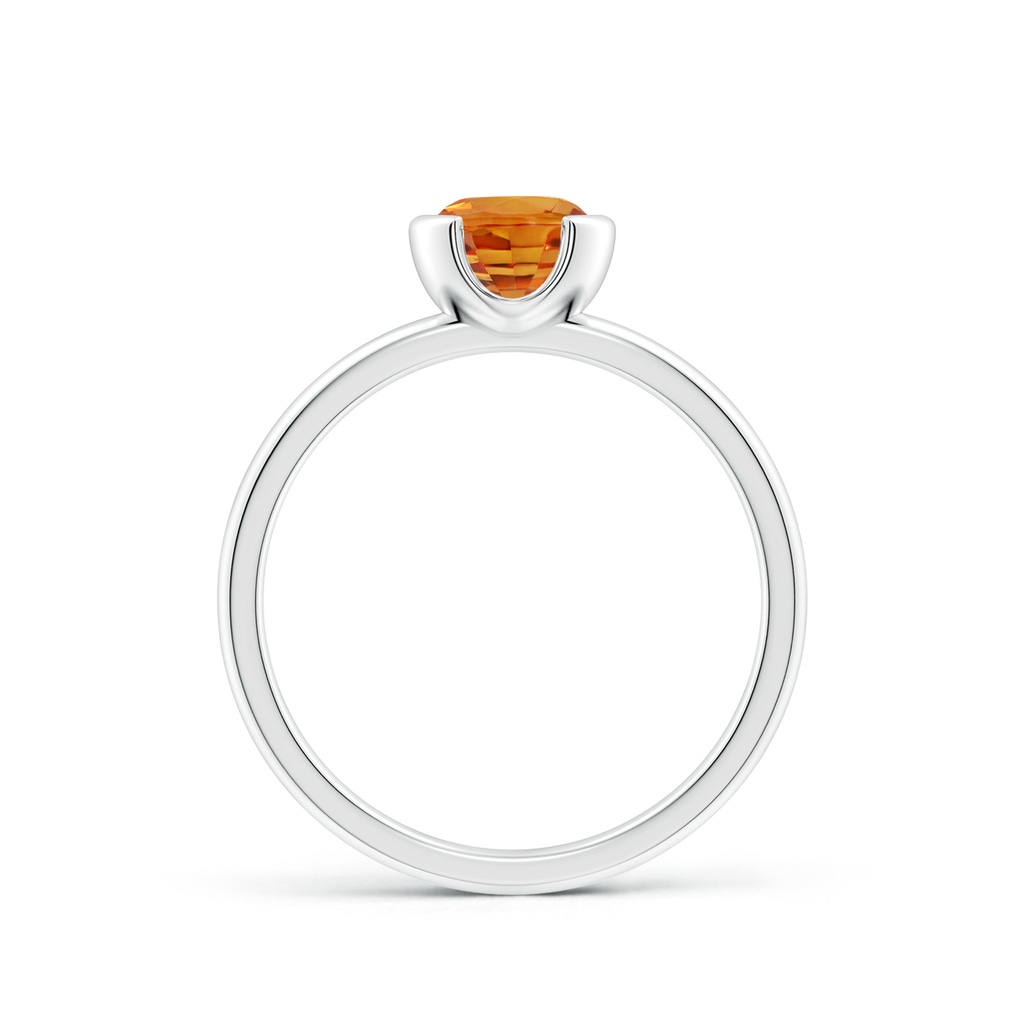 6mm AAA Semi Bezel-Set Orange Sapphire Solitaire Engagement Ring in White Gold Side 1