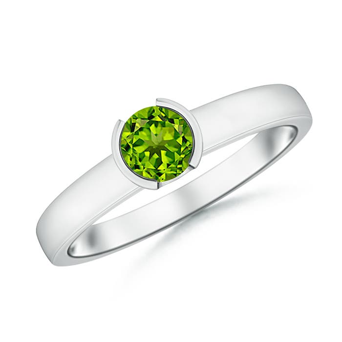 AAAA - Peridot / 0.55 CT / 14 KT White Gold