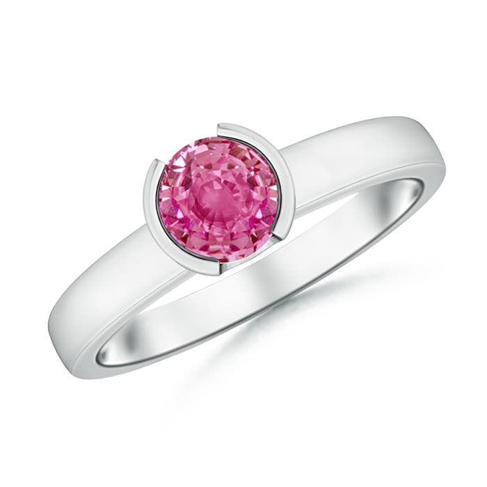 AAA - Pink Sapphire / 1 CT / 14 KT White Gold