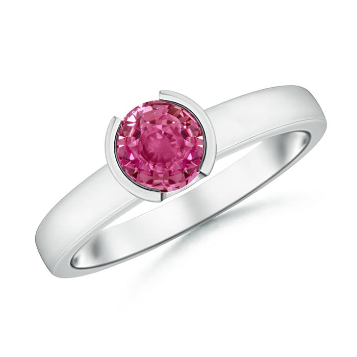 AAAA - Pink Sapphire / 1 CT / 14 KT White Gold