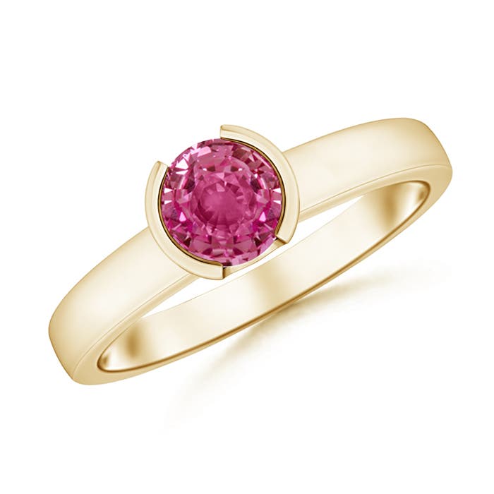 AAAA - Pink Sapphire / 1 CT / 14 KT Yellow Gold