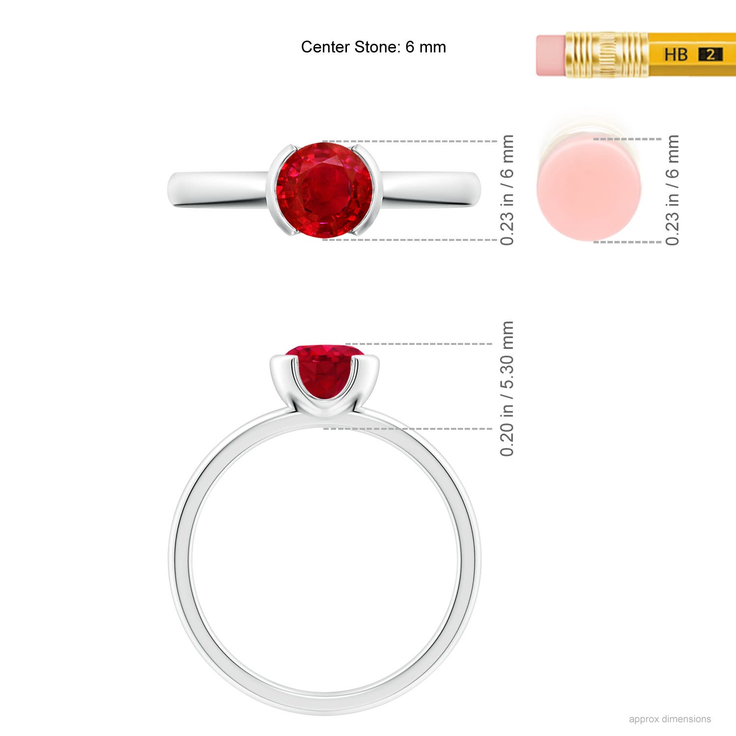 AAA - Ruby / 1 CT / 14 KT White Gold