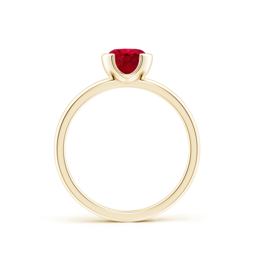 6mm AAA Semi Bezel-Set Ruby Solitaire Engagement Ring in Yellow Gold Side-1