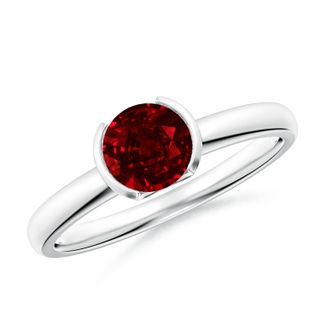 6mm AAAA Semi Bezel-Set Ruby Solitaire Engagement Ring in P950 Platinum