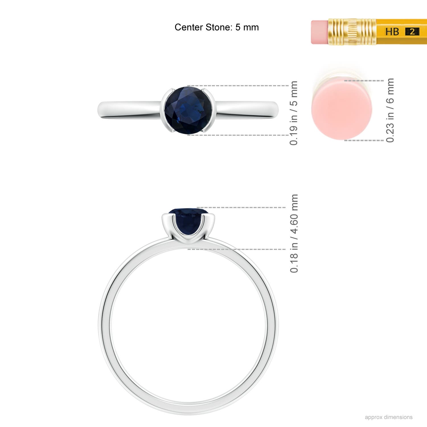 A - Blue Sapphire / 0.6 CT / 14 KT White Gold