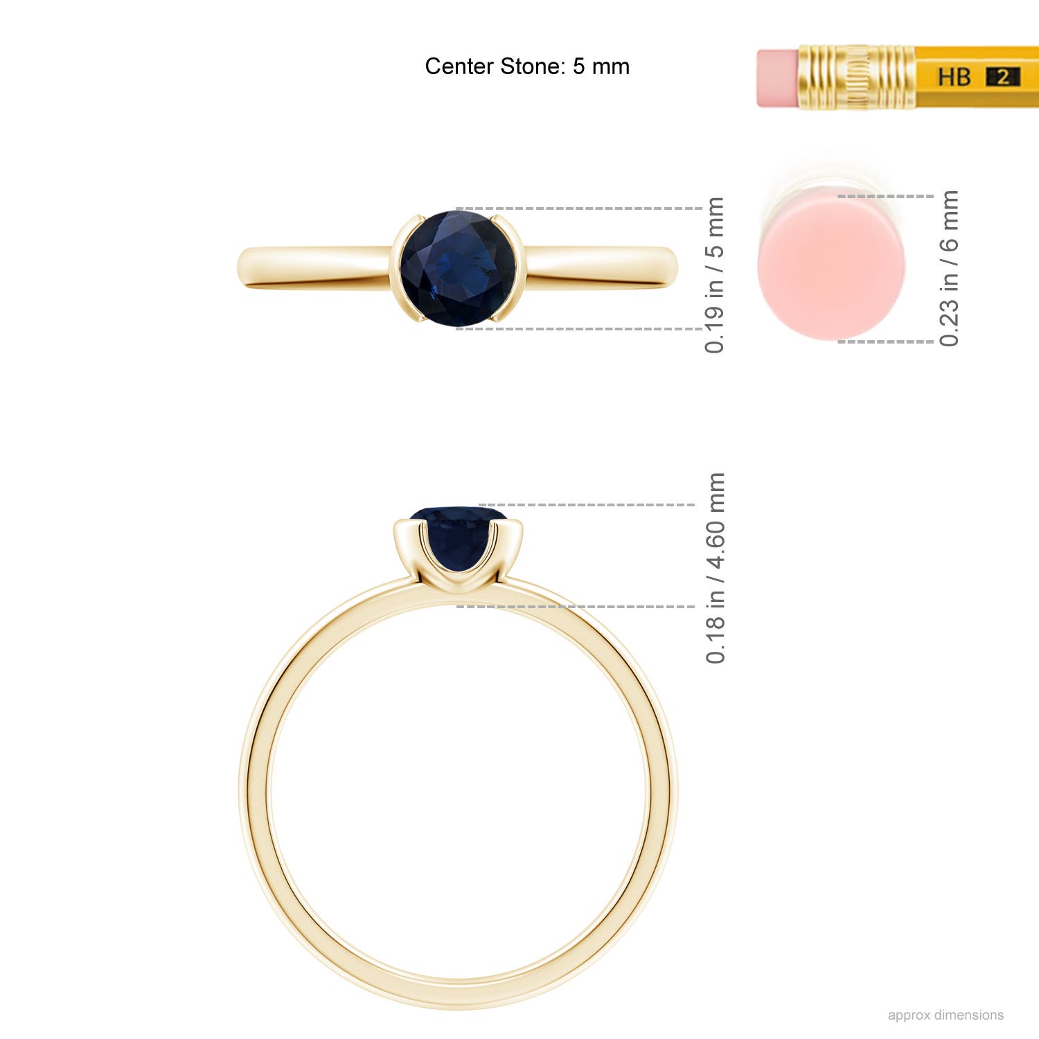 A - Blue Sapphire / 0.6 CT / 14 KT Yellow Gold