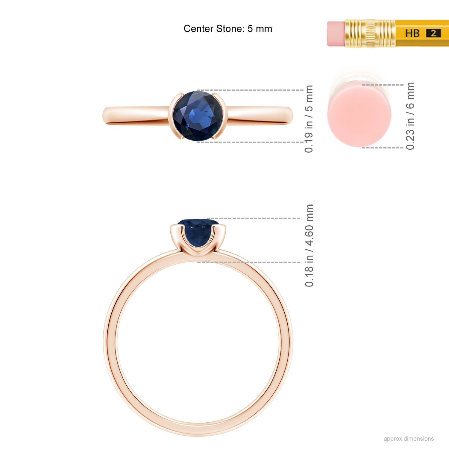 AA - Blue Sapphire / 0.6 CT / 14 KT Rose Gold