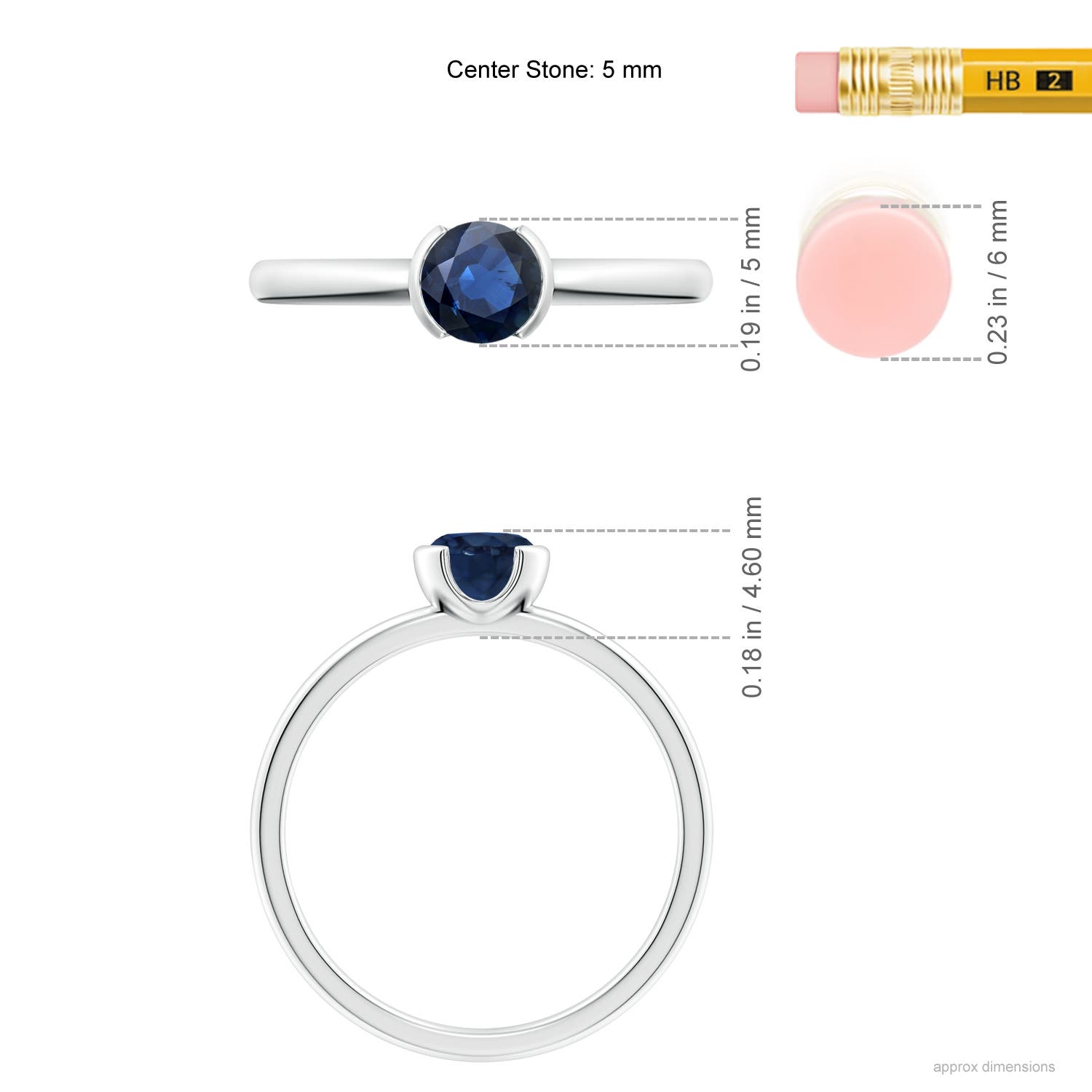 AA - Blue Sapphire / 0.6 CT / 14 KT White Gold