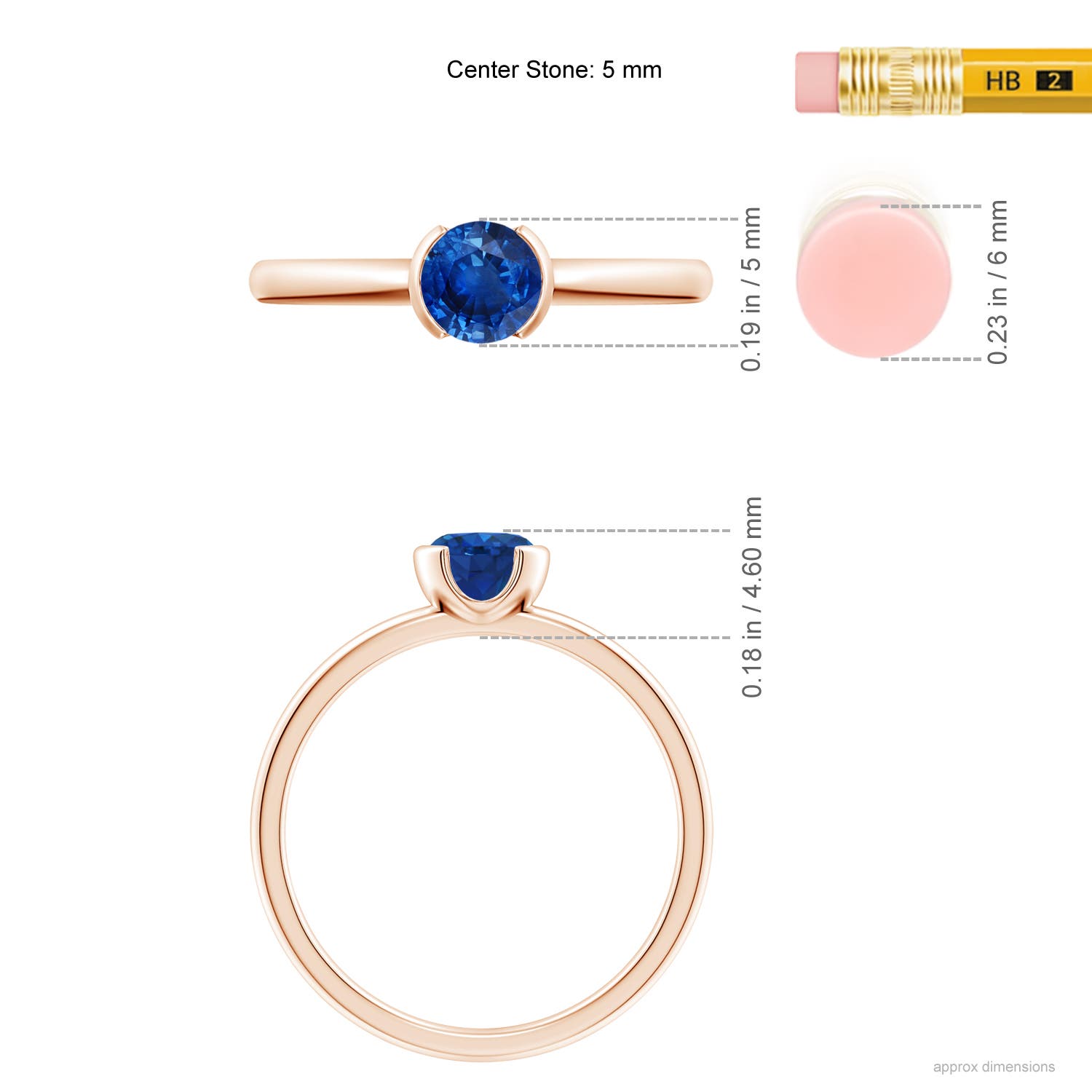 AAA - Blue Sapphire / 0.6 CT / 14 KT Rose Gold