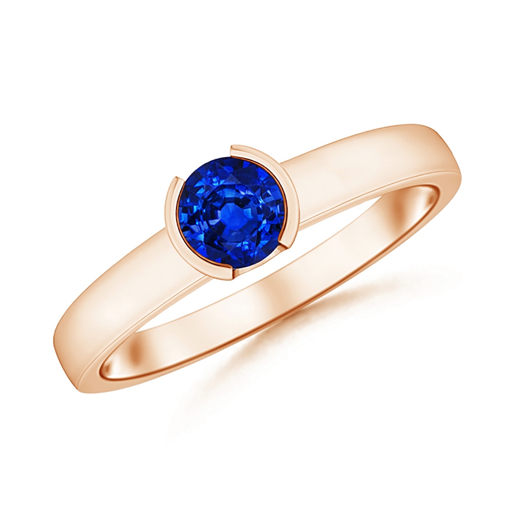 5mm AAAA Semi Bezel-Set Sapphire Solitaire Engagement Ring in Rose Gold