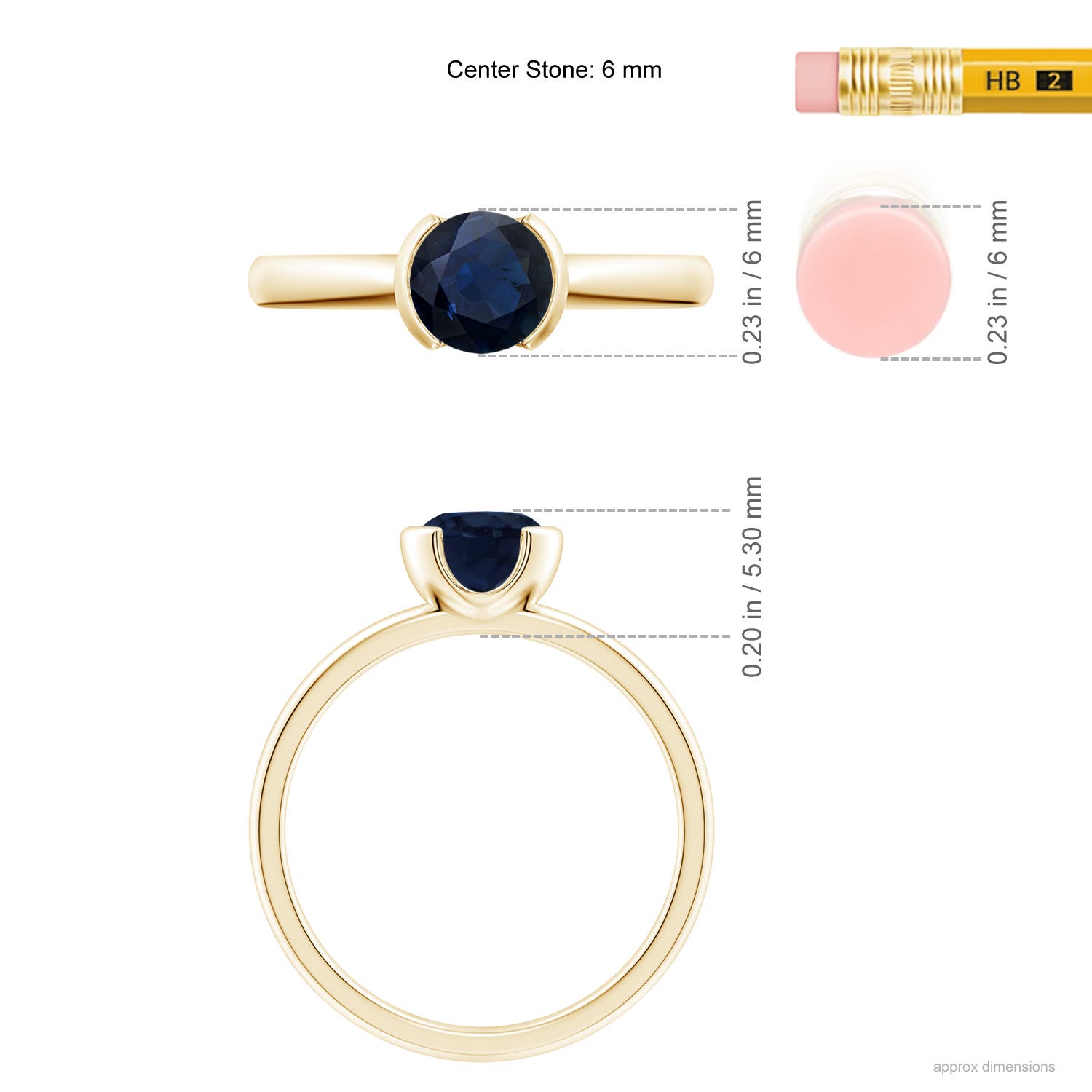 A - Blue Sapphire / 1 CT / 14 KT Yellow Gold