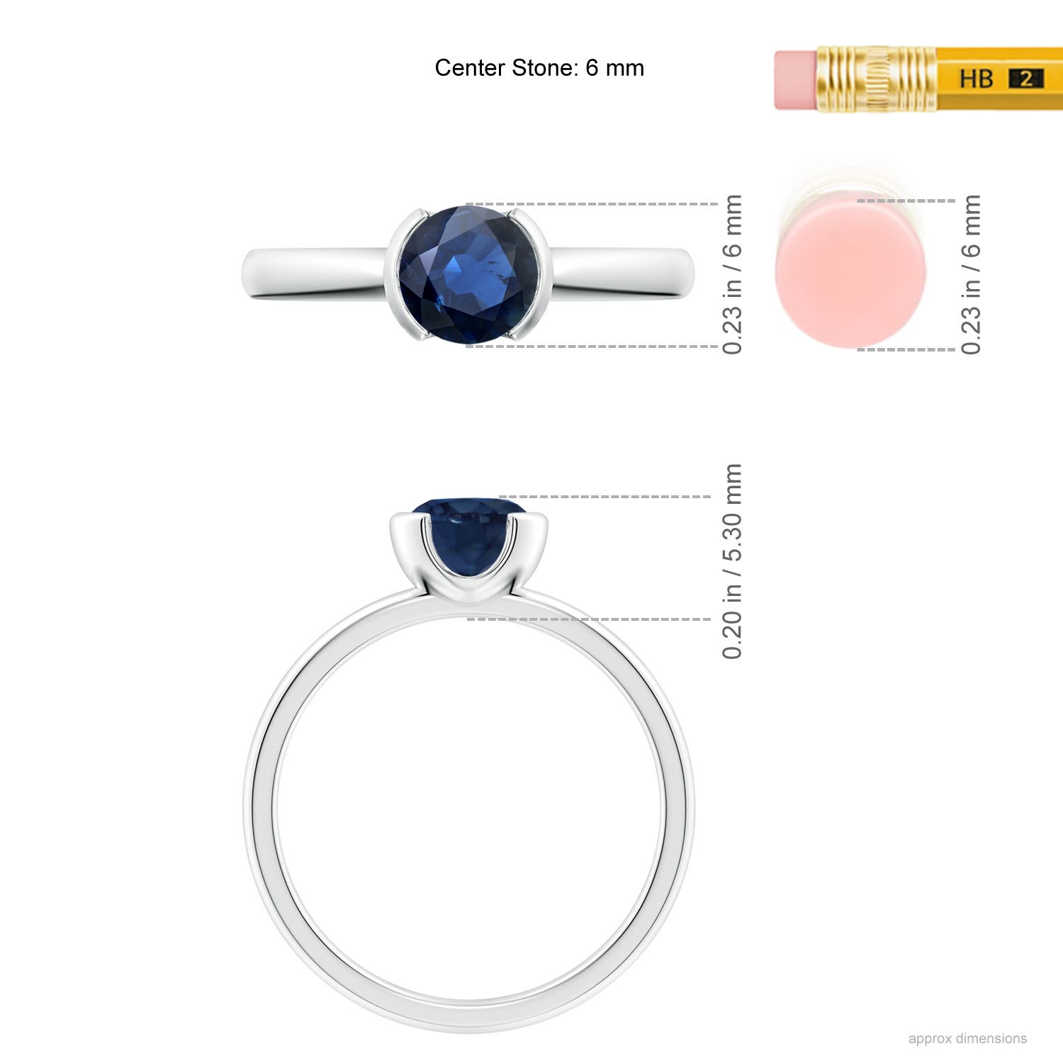 AA - Blue Sapphire / 1 CT / 14 KT White Gold